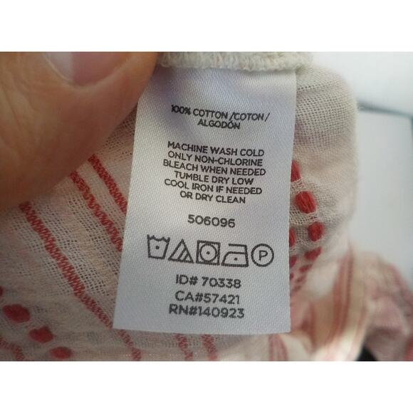 Lou Grey Loft Women Small Tunic Blouse V-Neck Ivory Red Stripe Pullover Cotton - Picture 11 of 12